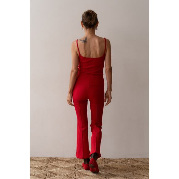 NWT Donni the Rib Kick Flare Pant in Bell Pepper Sz XXS Red Stretch Cropped - Picture 5 of 10